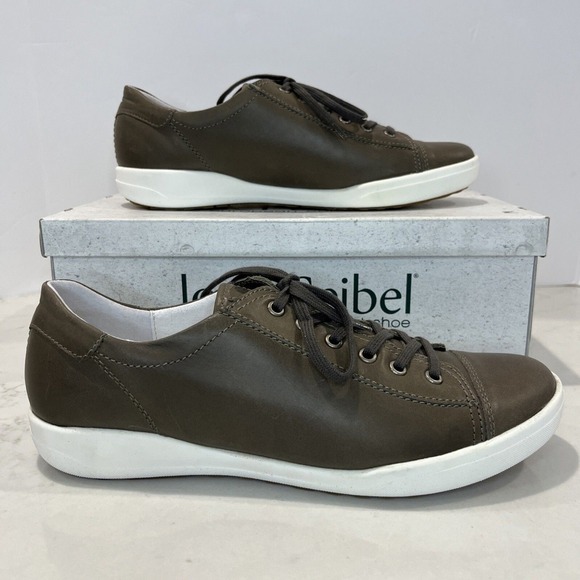 Josef Seibel NEW Sina Taupe Leather Comfort Cap Toe Sneakers Shoes EU 42 US 11